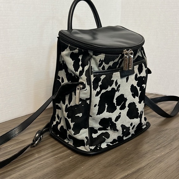 EL PORTAL LEATHER BACKPACK BLACK ANIMAL PRINT MADE IN USA main image 15